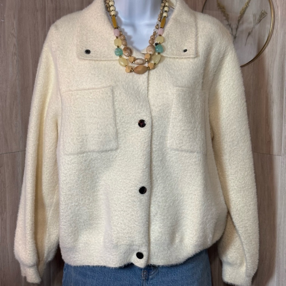 Alfani Cream Teddy Jacket Cardigan for Women